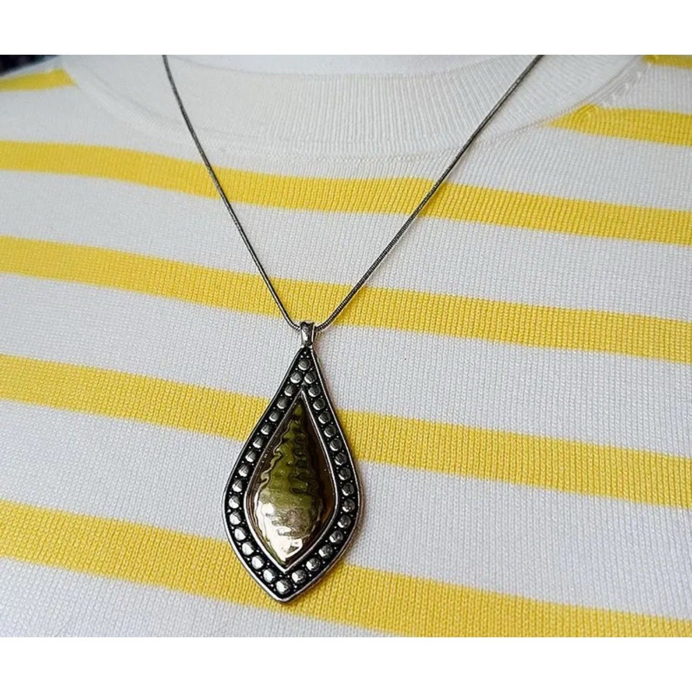 New In Box Scroll & Dots 36" Adjustable Charm Necklace‎ Silver Tone Reversible